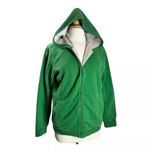 L.L. Bean Zip Hoodie L Misses Green Jacket Fur Lined OGLT6